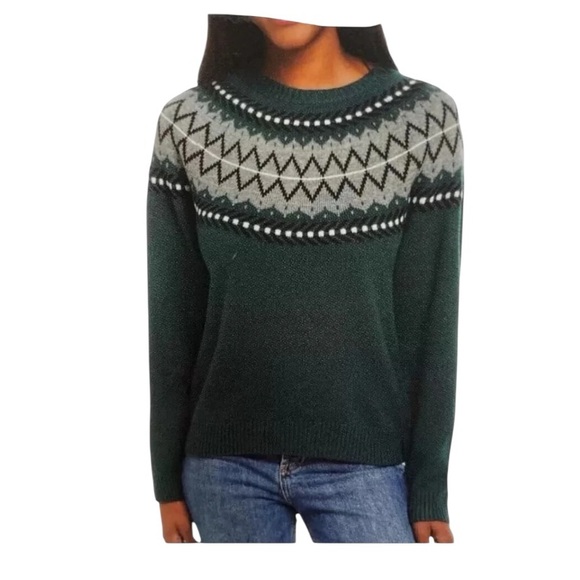Weatherproof Vintage Green Fair Isle Sweater Knit Soft Pullover XL NWT - Picture 1 of 9